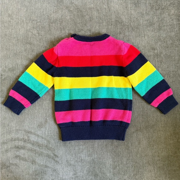 Primary Rainbow Stripe Knit Sweater Toddler 12-18 Months Colorblock Pullover - Picture 5 of 5